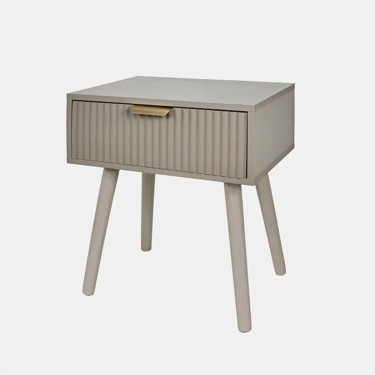 OHS Ribbed Bedside Nightstand 1 Drawer Storage Unit Wooden End Table