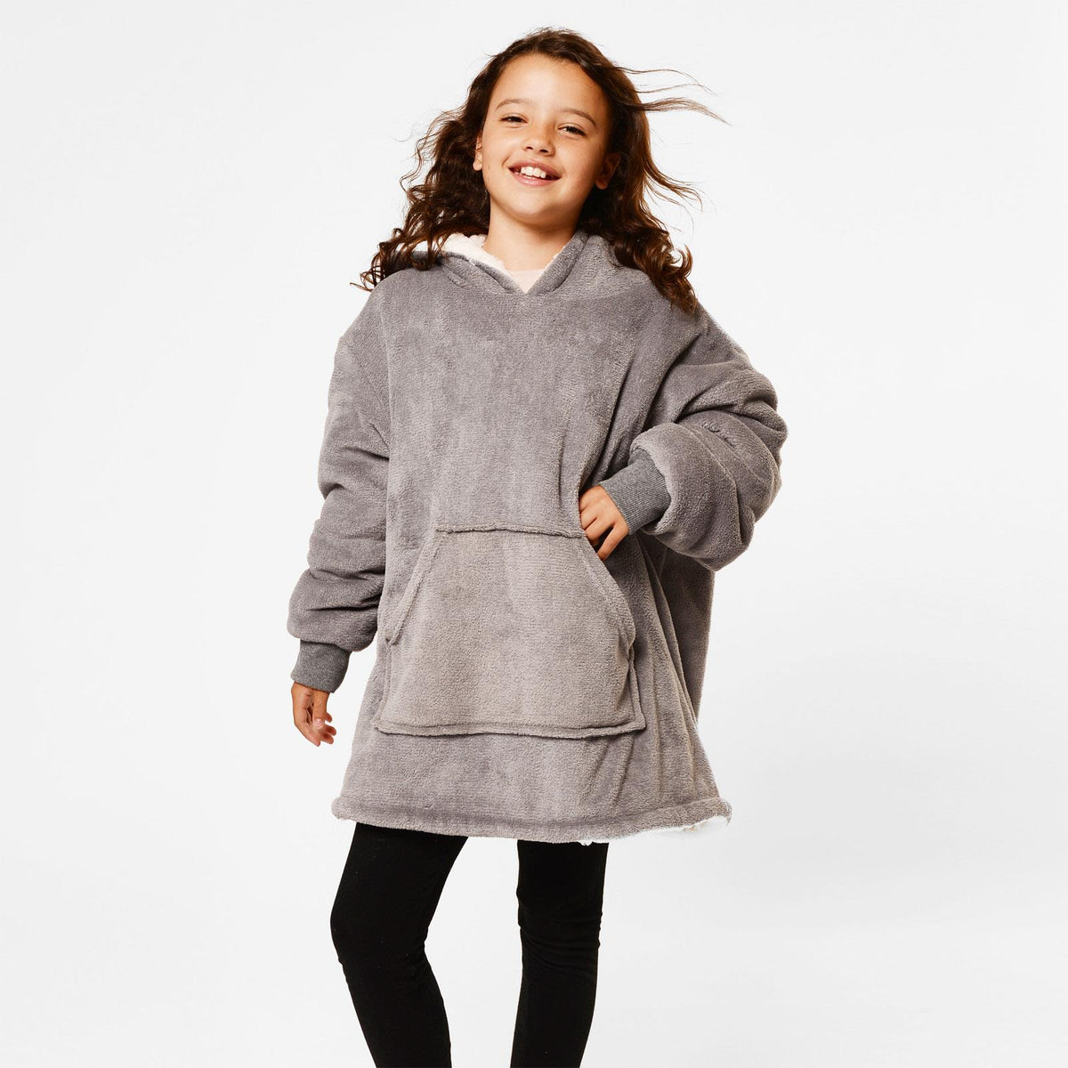 Kids Hoodie Blanket Oversized Sherpa Fleece Jumper Sweatshirt Soft Warm Throw
