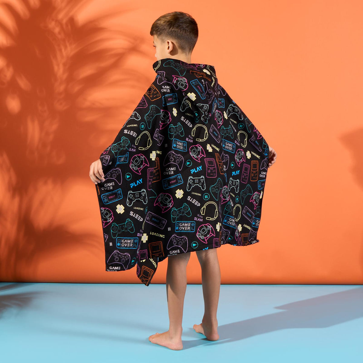 Kids Poncho Beach Towel Hooded Quick Dry Microfibre Holiday Swimming Absorbent