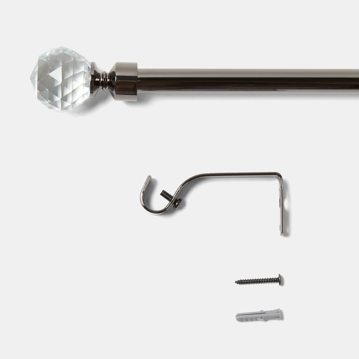 OHS 120-200cm Curtain Pole Extendable Metal 16mm Ball Trumpet Twist Finnials