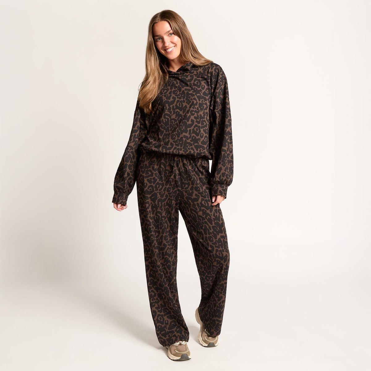 OHS Bubble Hem Co-Ord Set Hoodie Drawstring Relaxed Joggers Tracksuit Loungewear