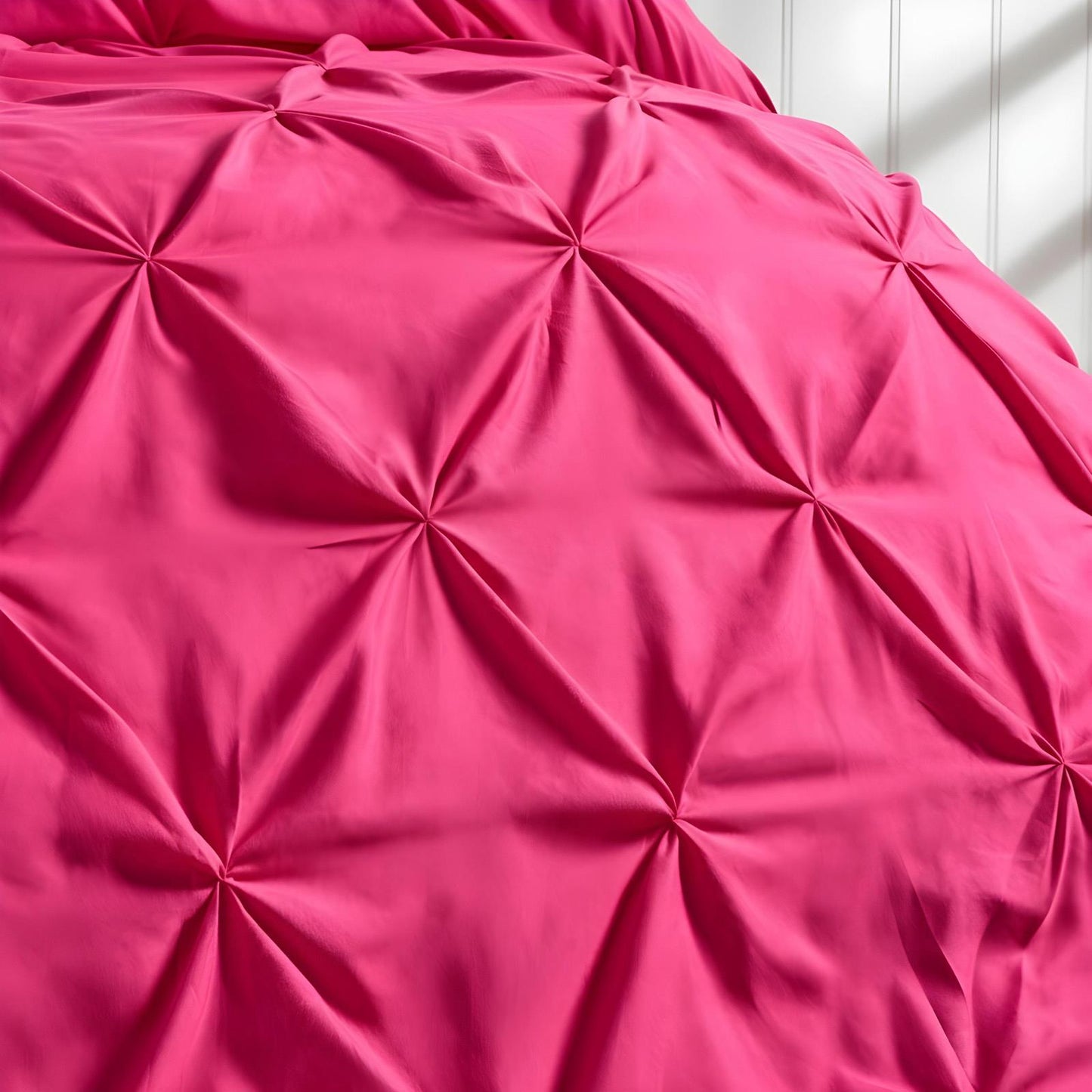 OHS Microfibre Pintuck Bedding Pinch Pleat Duvet Cover Set with Pillowcase