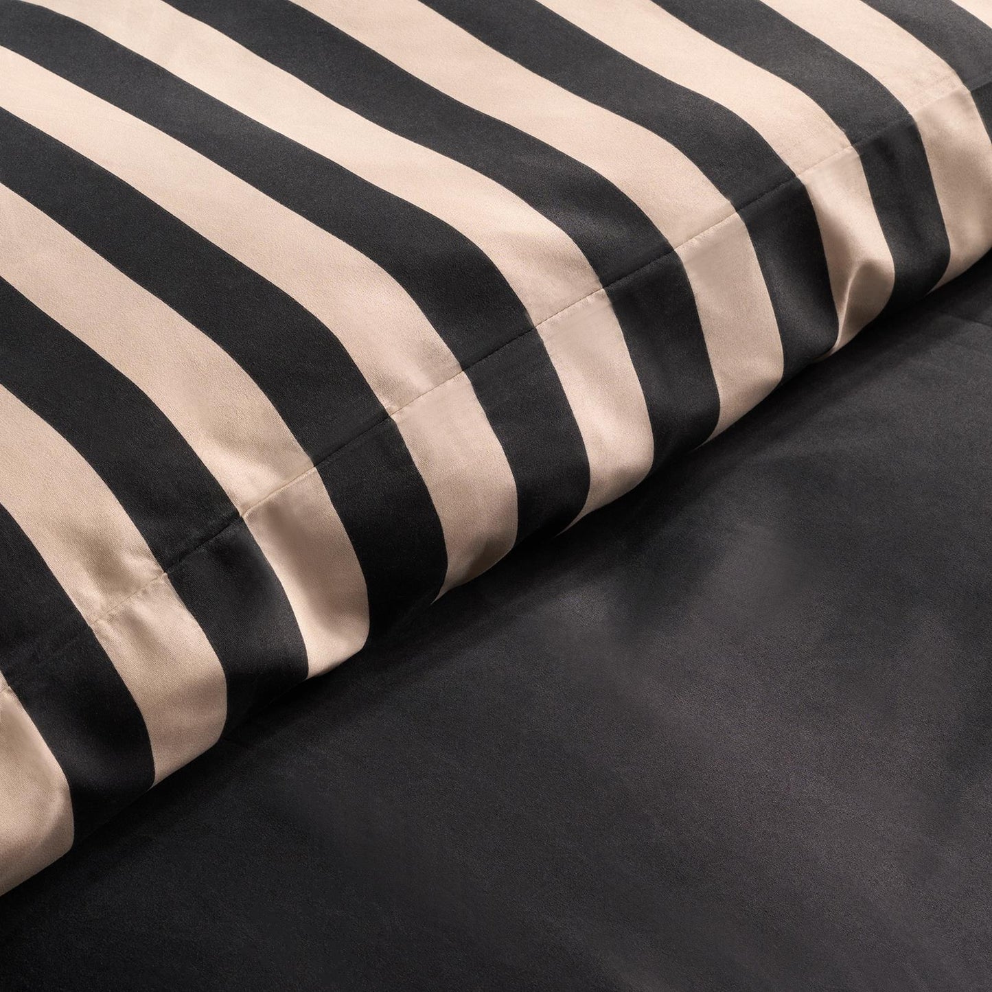 OHS Stripe Edge Bedding Set Microfibre Duvet Cover with Pillowcase