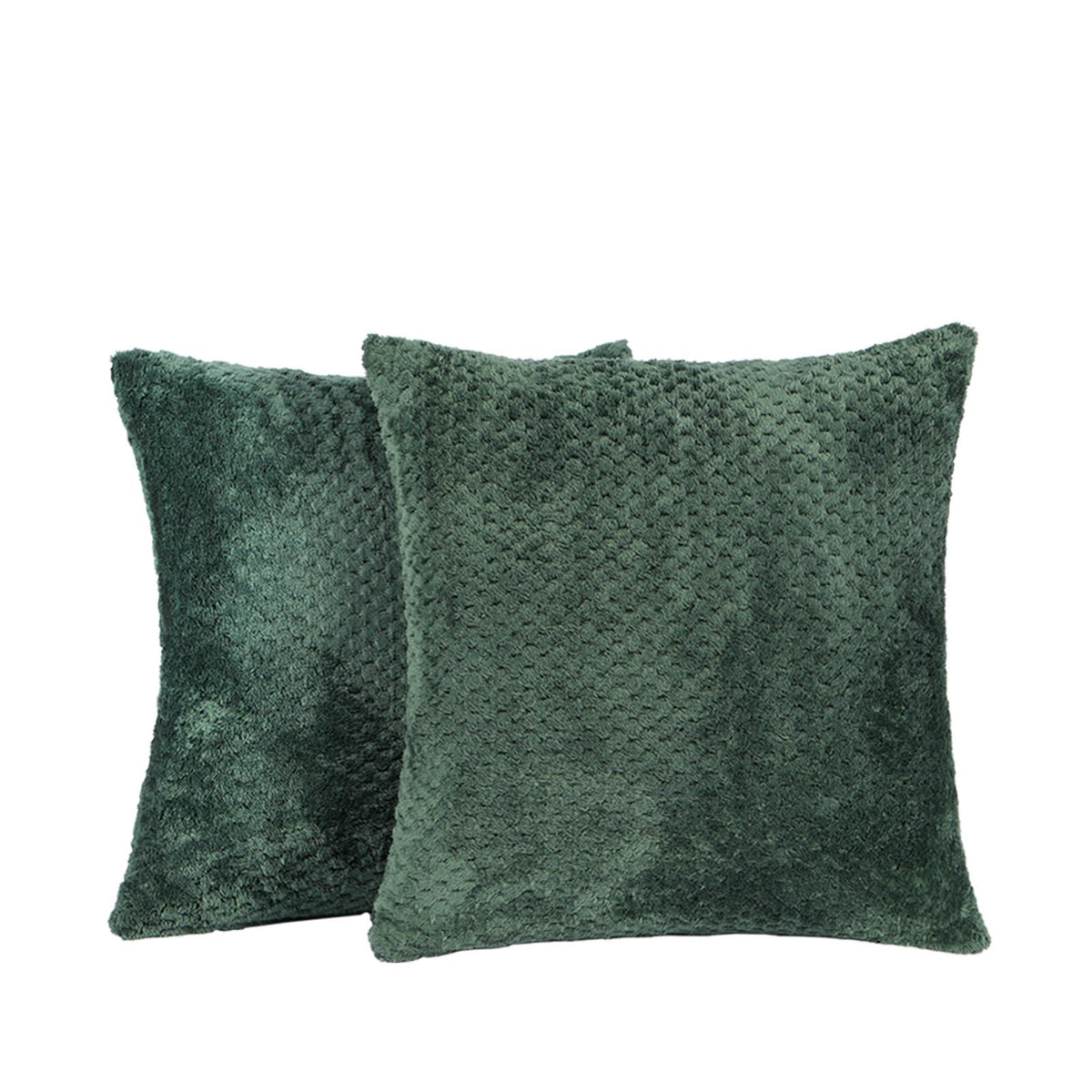 Brentfords Waffle Cushion Covers Popcorn Fleece Set of 2 Pack Sofa - 18" x 18