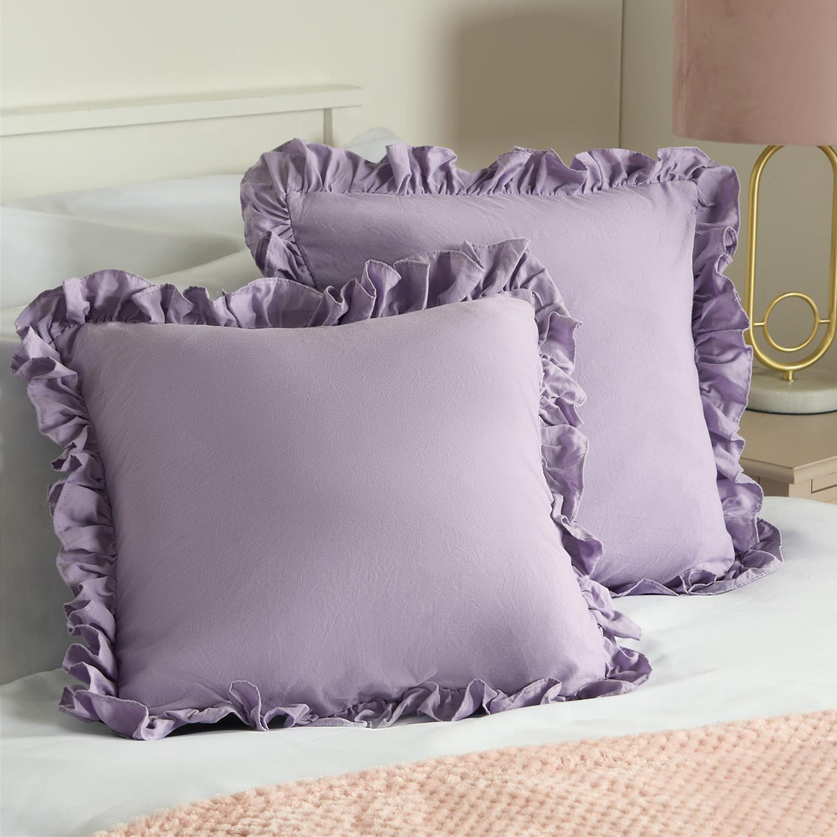 OHS Frill Cushion Covers Faux Linen Soft Square Pillowcases Home Decor Multipack