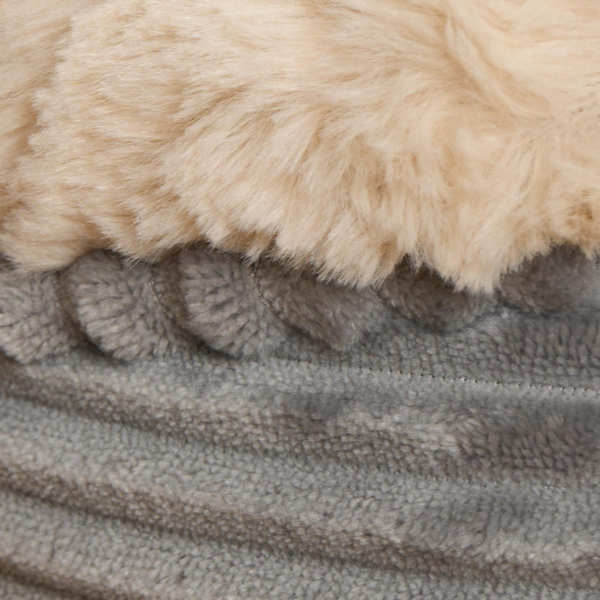 Dog Bed Washable Plush Soft Faux Fur Fleece Ribbed Pet Basket Cushion Warm Cosy
