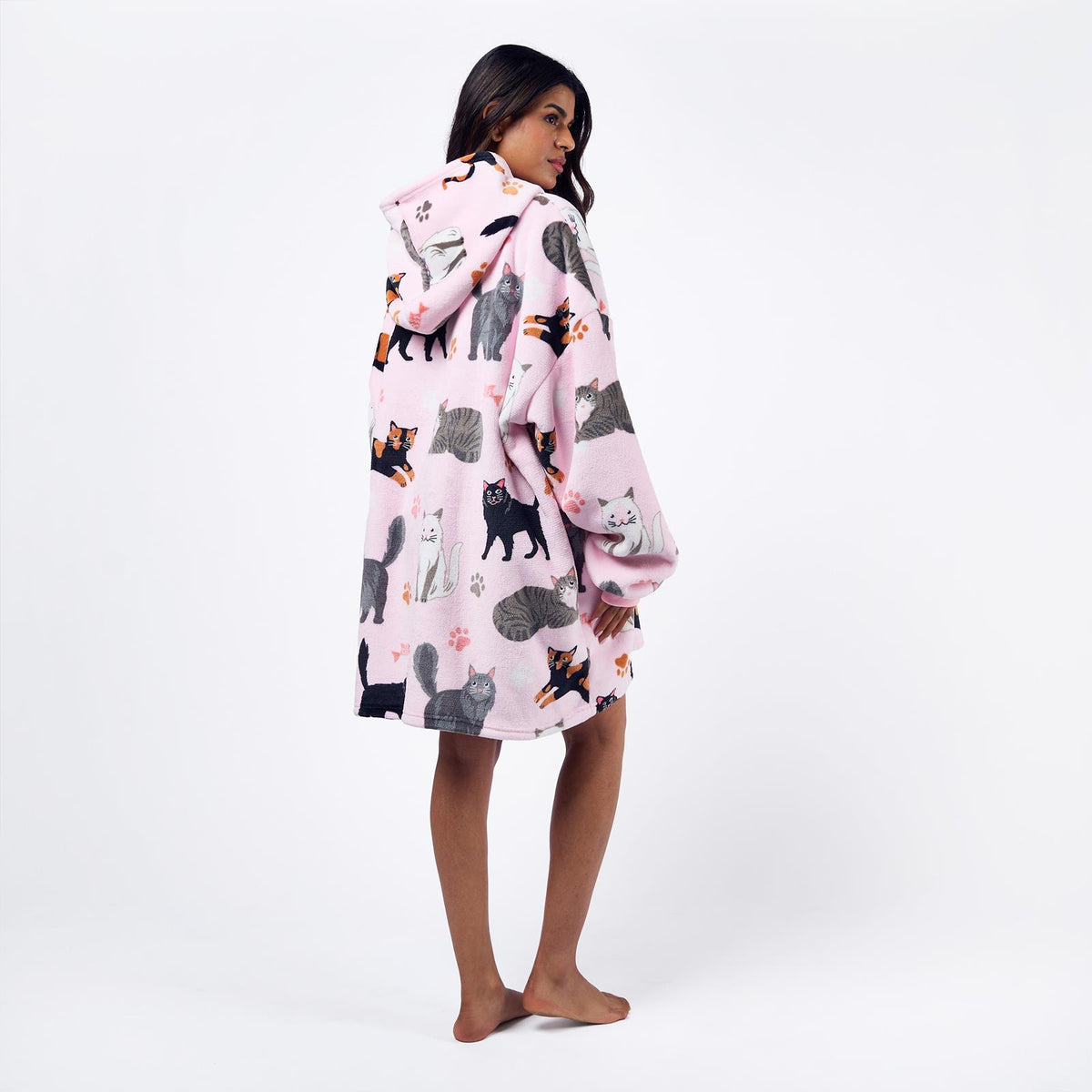 OHS Pet Print Loungewear Set Hoodie Blanket Sherpa Lined Fleece Winter Nightwear