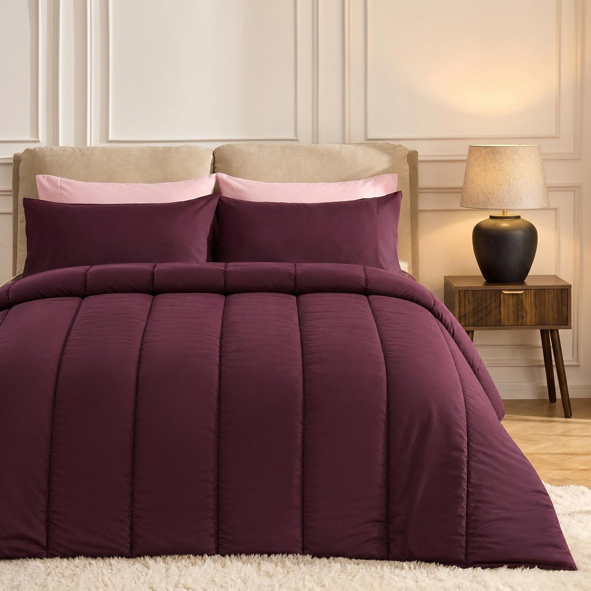 OHS Coverless Duvet & Pillowcase 10.5 Tog Bedding Set Easy Care Reversible