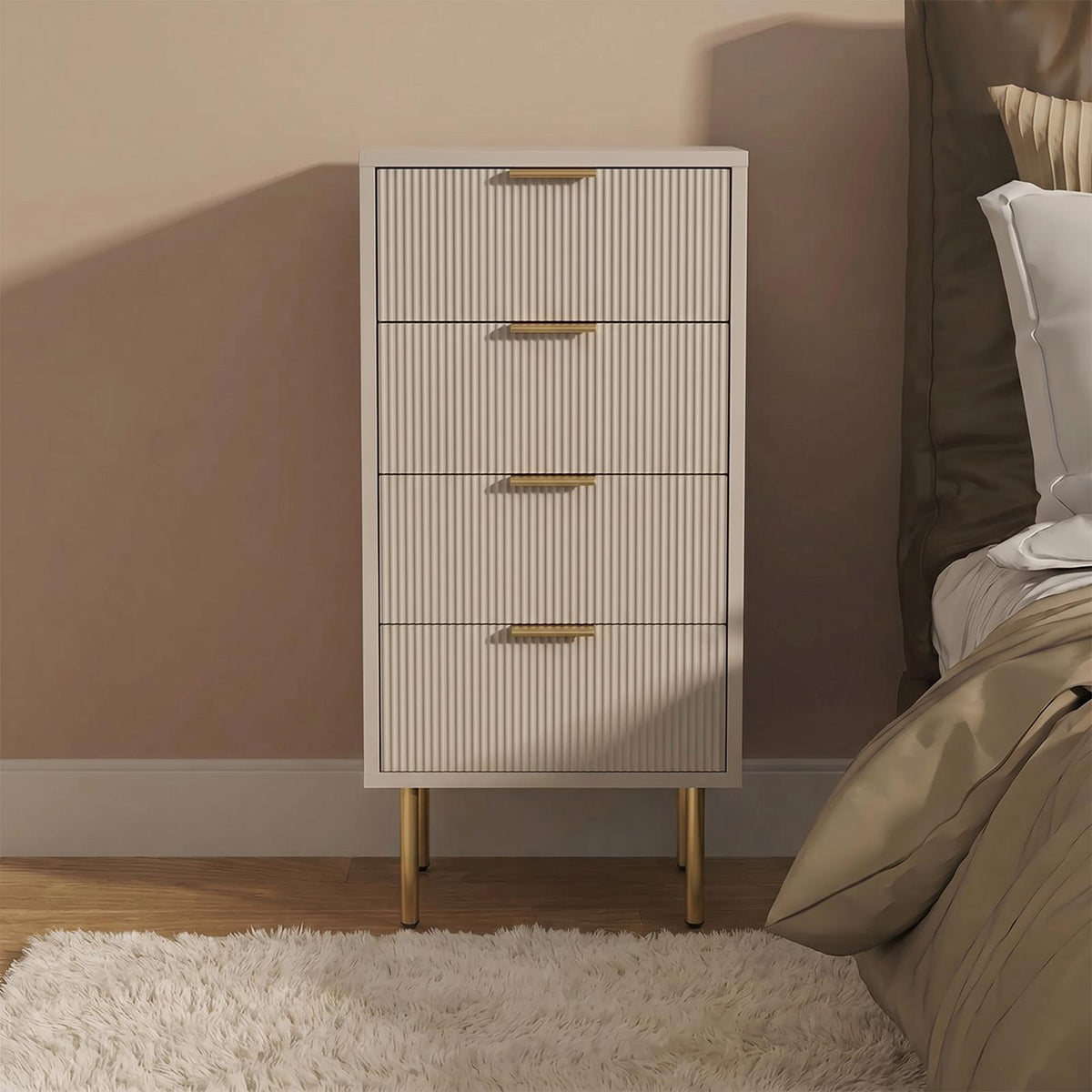 OHS Ribbed Drawer Unit Bedside Table 3/4/5/6 Draw Cabinet Nightstand Sideboard