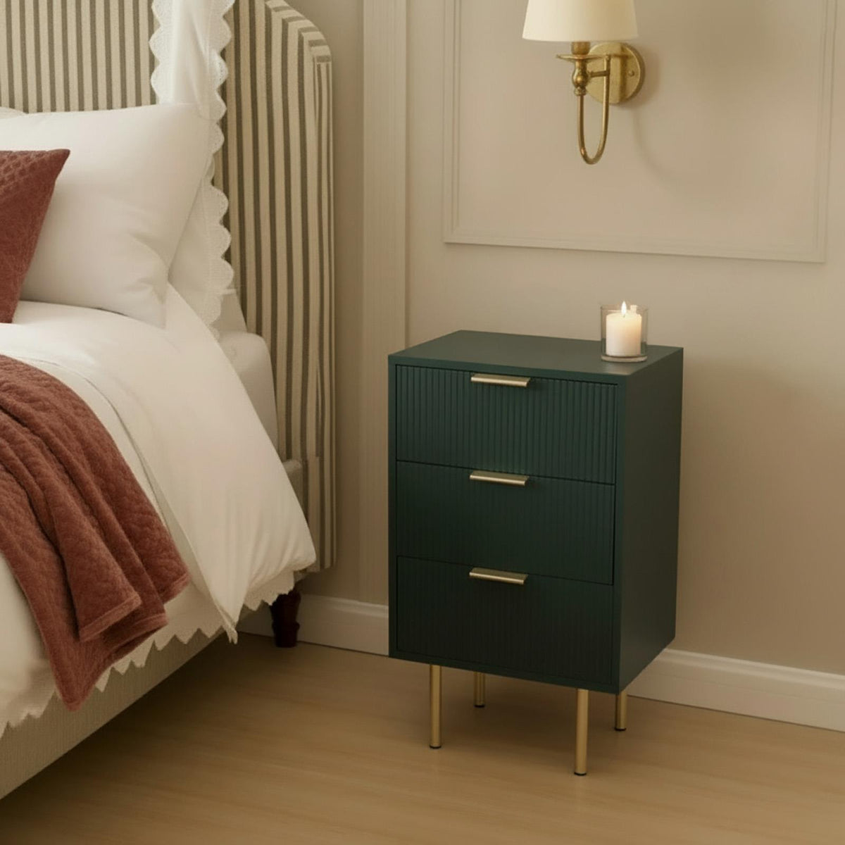 OHS Ribbed Drawer Unit Bedside Table 3/4/5/6 Draw Cabinet Nightstand Sideboard