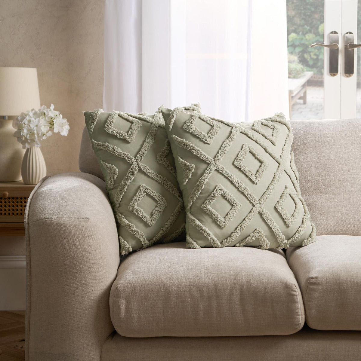 OHS Tufted Cushion Covers 2 Pack Arches Decorative Square Pillowcases