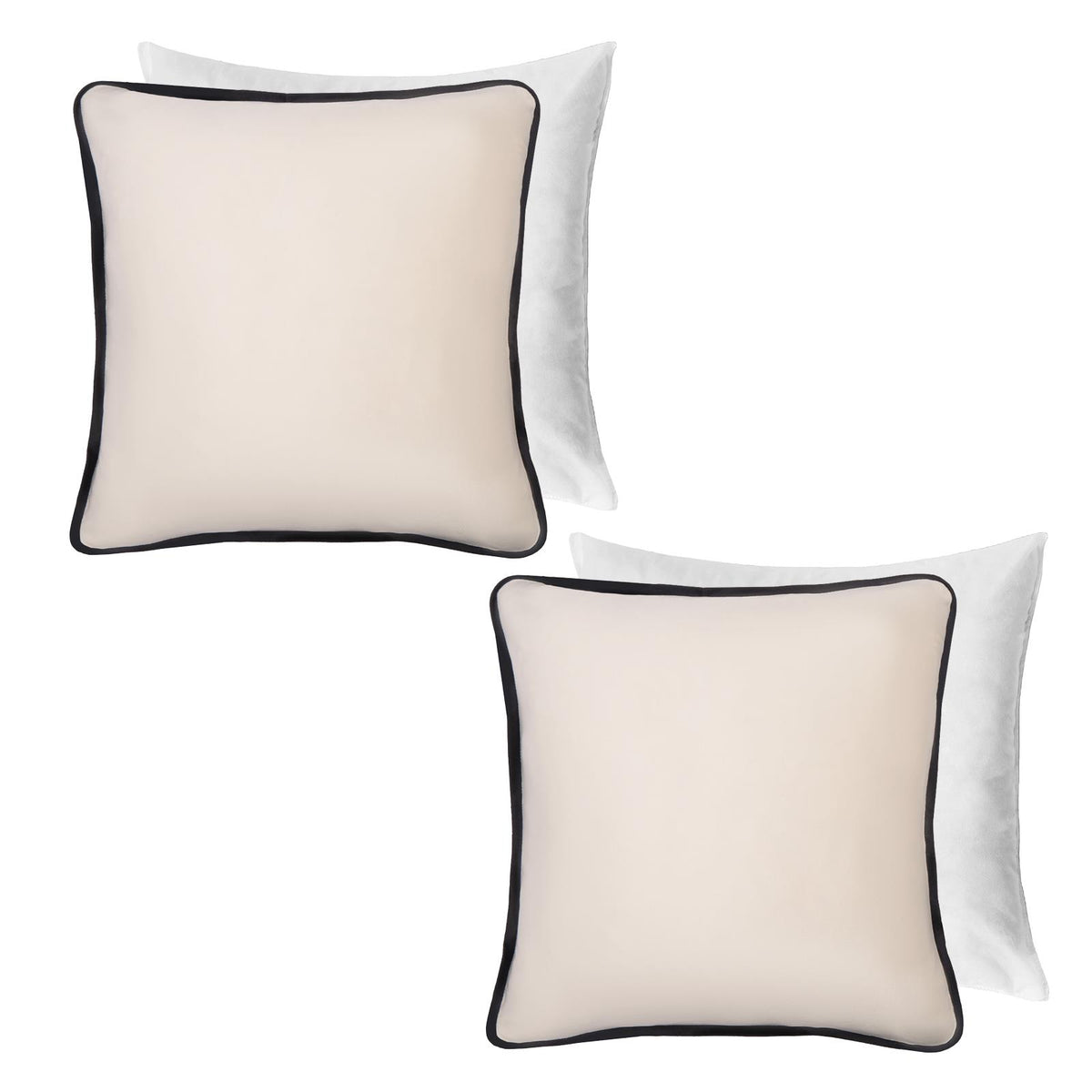 OHS Piped Edge Cushion Covers Matte Velvet Soft Luxury 2/4 Square Pillowcases