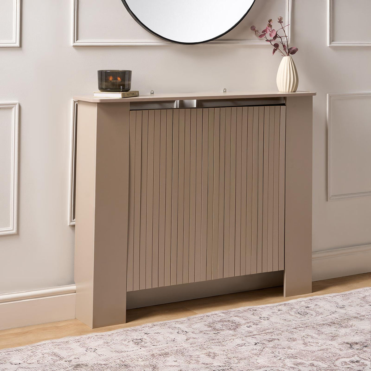 OHS Ribbed Radiator Cover Slatted Engineered Wood Side Board S M L Cabinet Shelf
