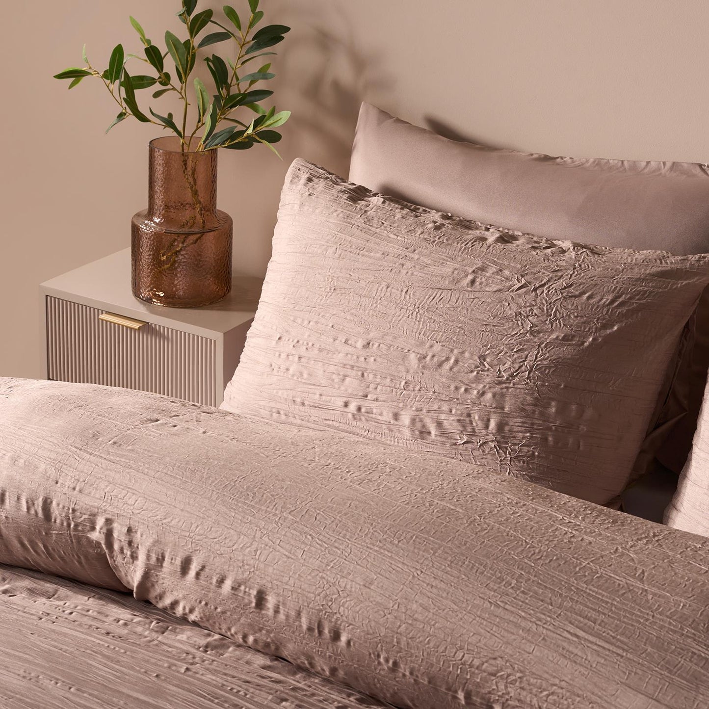 OHS Crinkle Bedding Set Textured Microfibre Duvet Cover with Pillowcase