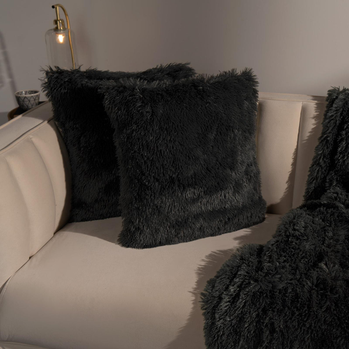 OHS Fluffy Cushion Covers 2 Pack Soft Fleece Square Pillowcases Home Decor