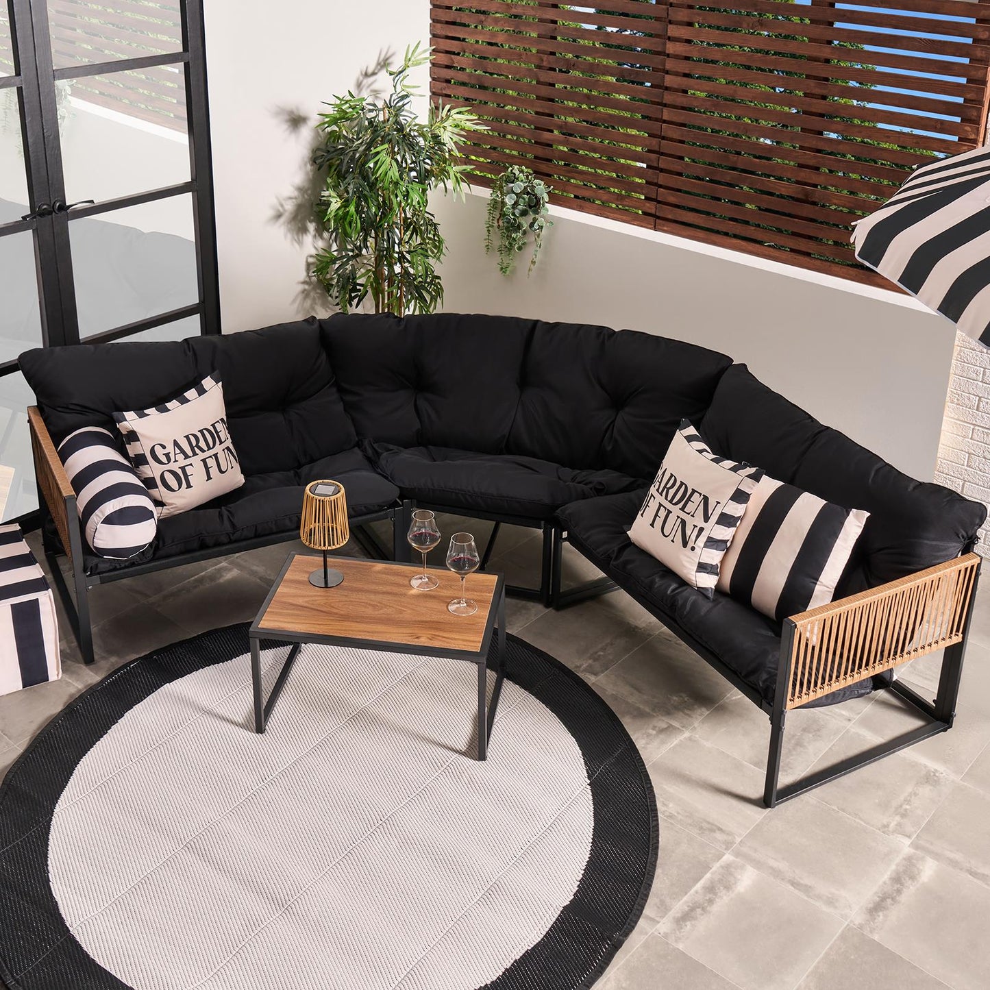 OHS Santorini Corner Sofa Table Set 5 Seater Garden Outdoor Patio Couch