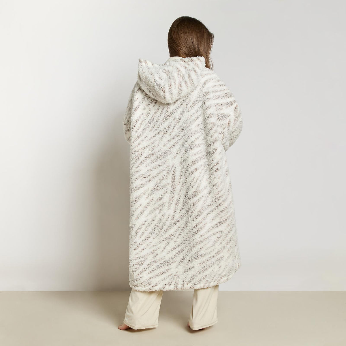 OHS Animal Prints Hoodie Blanket Sherpa Lined Fleece Wearable Throw