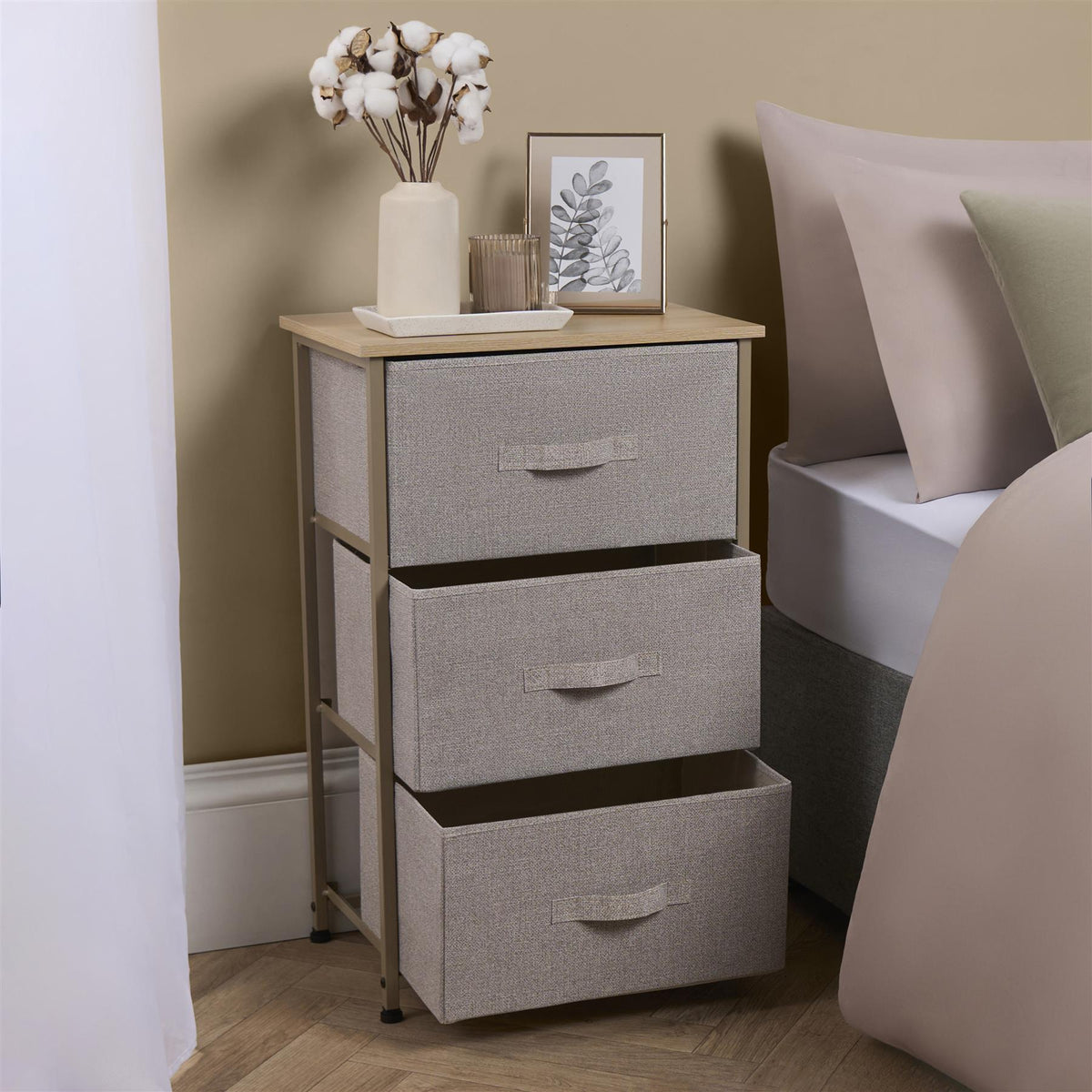 OHS Fabric Cabinet Bedside 2/3/4/5/6 Drawers Storage Unit Clothes Home Organiser