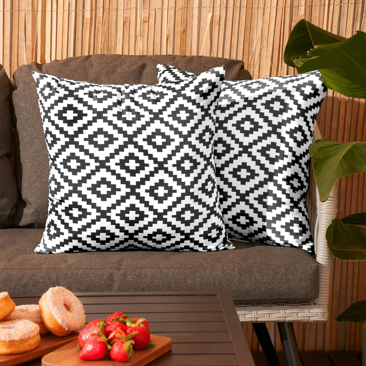 OHS Print Outdoor Cushion Covers Garden Water Resistant Filled Inserts Seat Set