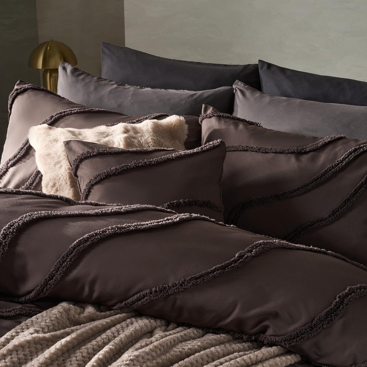 OHS Tufted Contour Bedding Set Soft Cosy Duvet Cover with Pillowcase