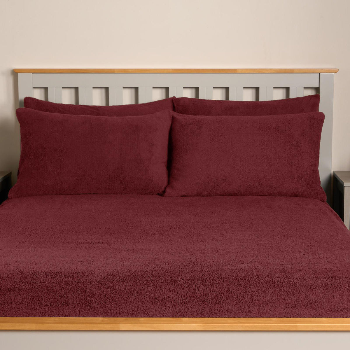 OHS Teddy Fleece Pillowcase Cover Bedding 4 x Thermal Warm Bear Sherpa Warm Soft