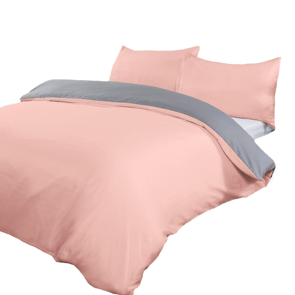 OHS Plain Duvet Cover & Pillowcase Reversible Bedding Set OR Fitted Sheet