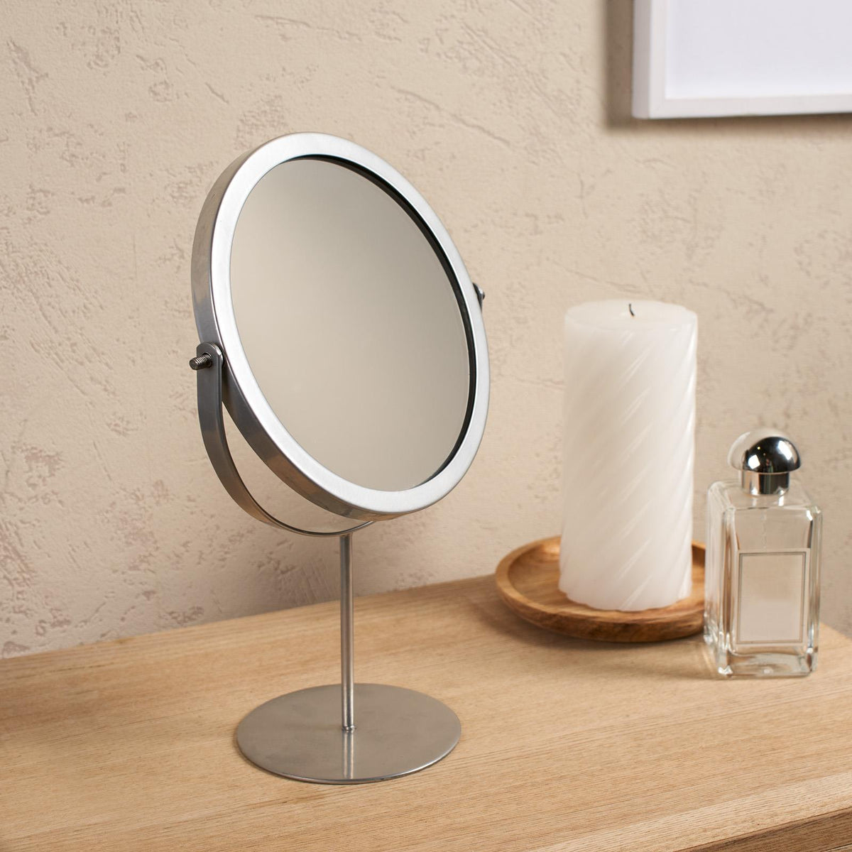 Bathroom Mirror Round Accessories Free Standing Vanity Stainless Steel Bedroom