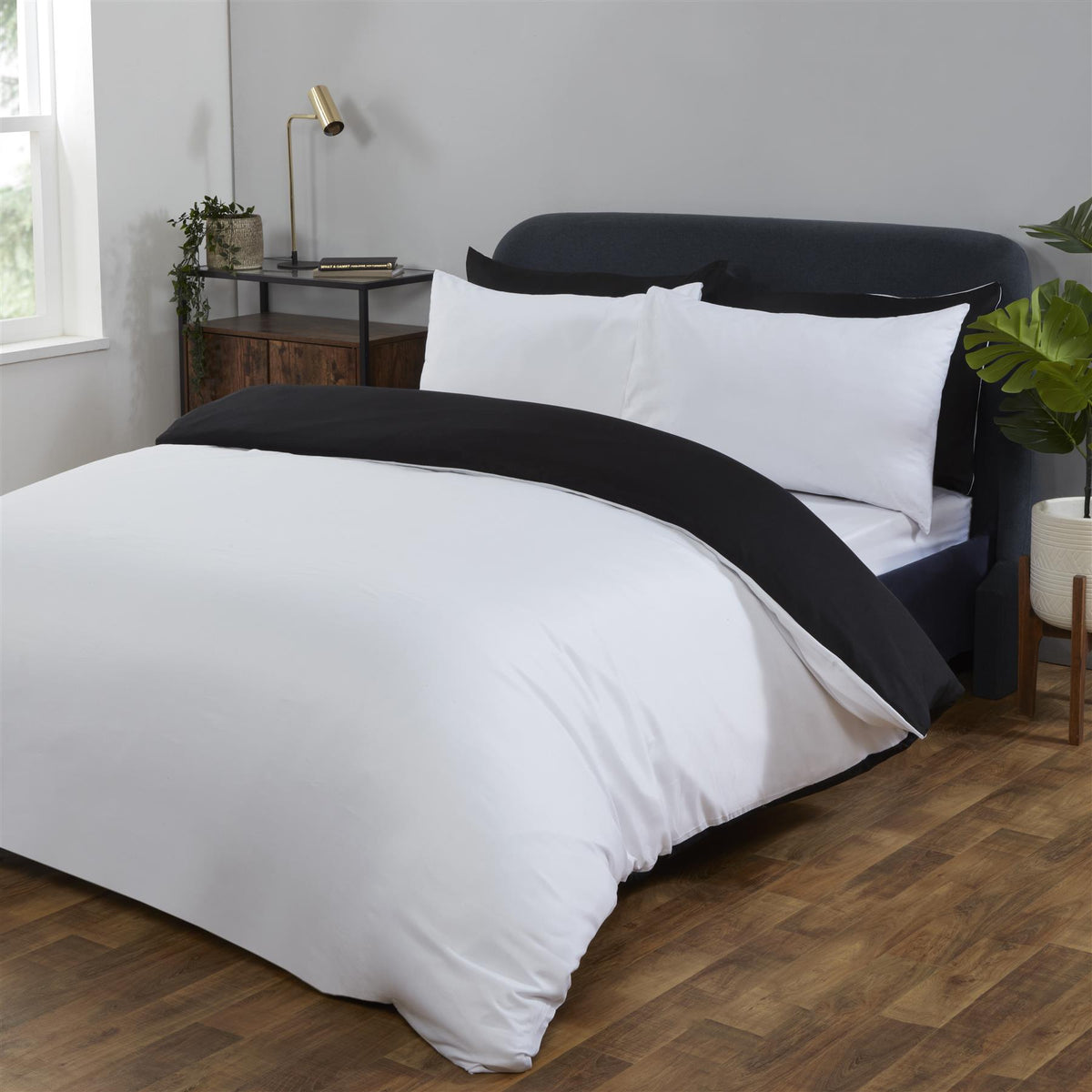 OHS Plain Duvet Cover & Pillowcase Reversible Bedding Set OR Fitted Sheet