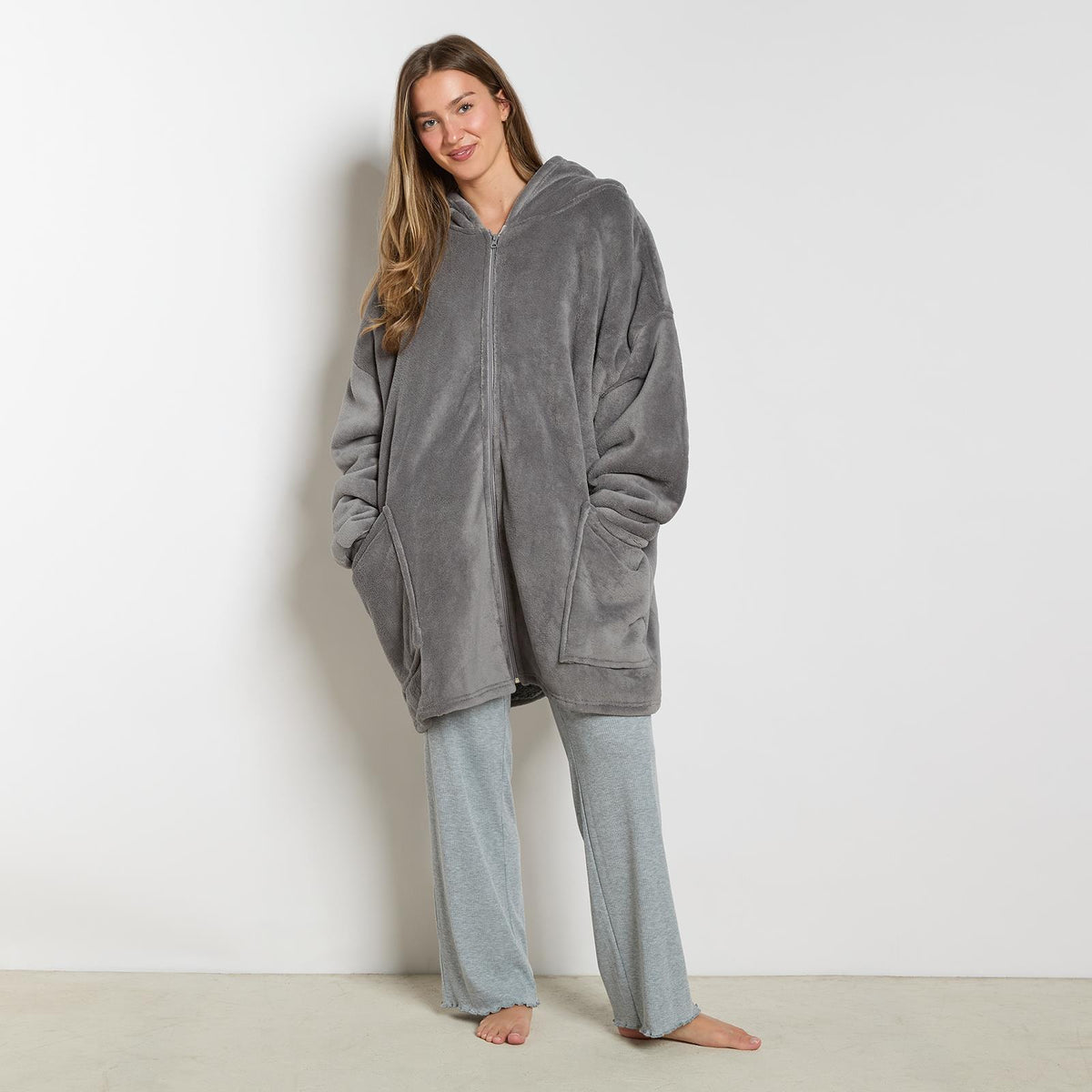 OHS Zip Up Hoodie Blanket Oversized Sherpa Fleece Thermal Sweatshirt Jumper