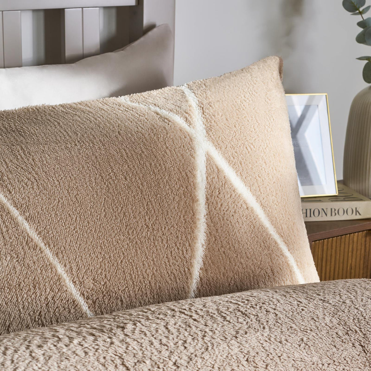 OHS Diamond Check Bedding Set Teddy Fleece Winter Duvet Cover with Pillowcase