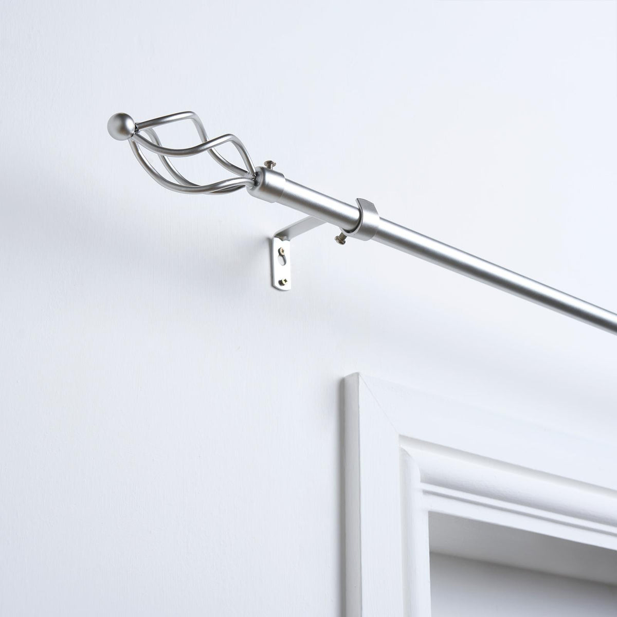 OHS 120-200cm Curtain Pole Extendable Metal 16mm Ball Trumpet Twist Finnials