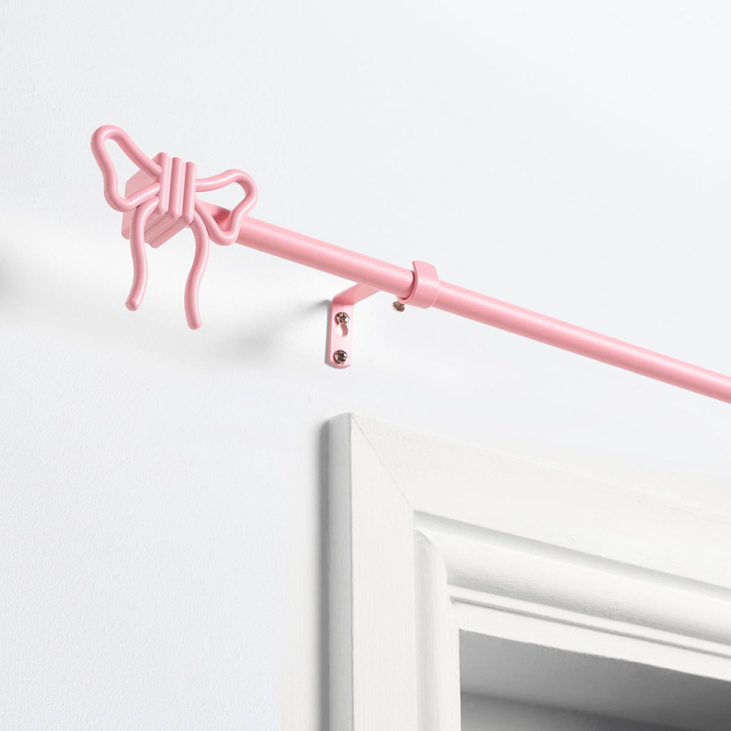 OHS Bow Curtain Pole Extendable 70-220cm Metal 16mm Finnials Decor