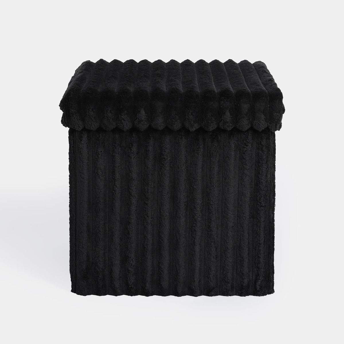 OHS Storage Box Lid Ottoman Folding Ribbed Fleece Footstool Tub Seat