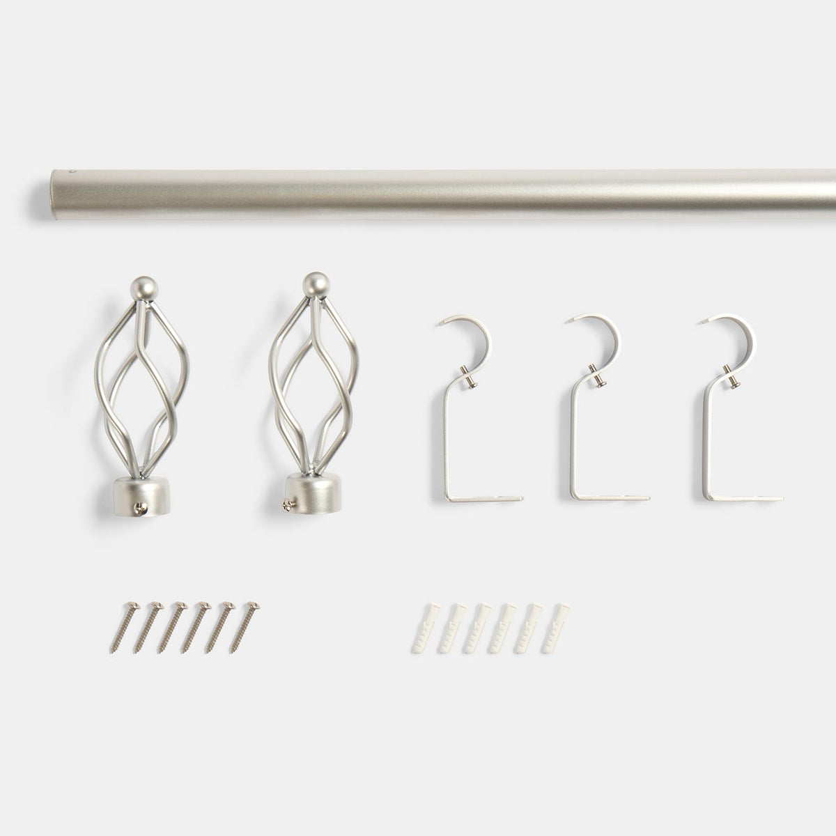 OHS 70-120cm Curtain Pole Extendable Metal 16mm Ball Trumpet Twist Finnials