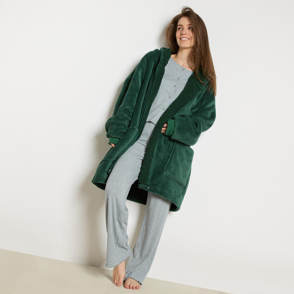 OHS Zip Up Hoodie Blanket Oversized Sherpa Fleece Thermal Sweatshirt Jumper