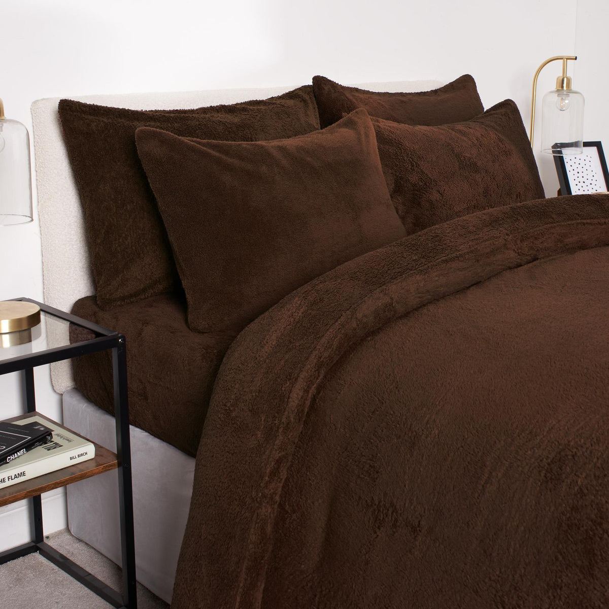 OHS Teddy Fleece Duvet Cover with Pillow Case Thermal Warm Bedding Set