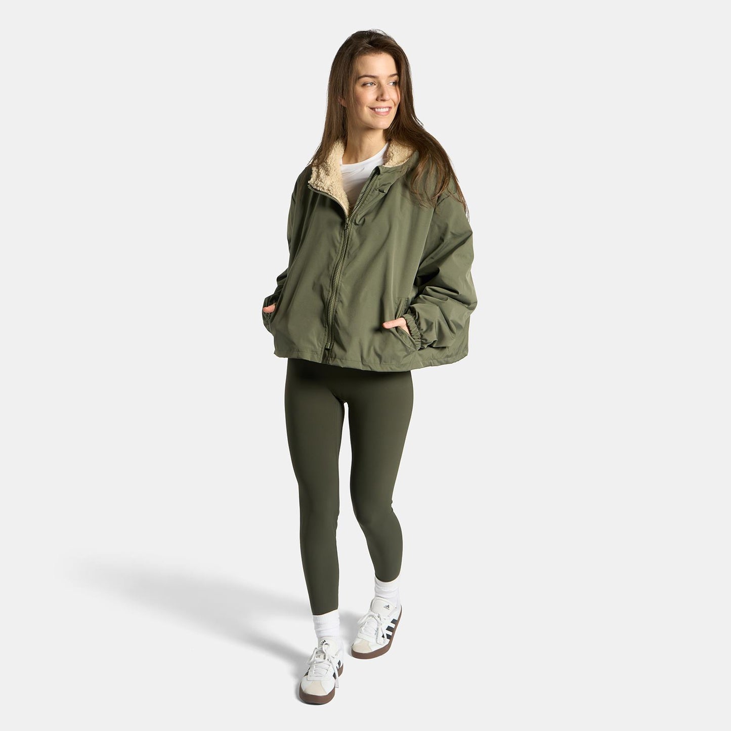 OHS Plain Drying Changing Robe Sherpa Water Resistant Cropped Jacket Outerwear