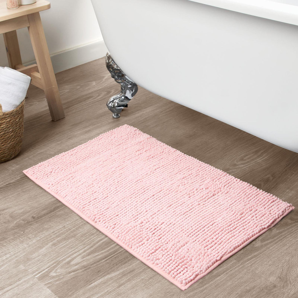 Brentfords Noodle Bath Mat Non Slip Shower Soft Highly Absorbent Chenille Shaggy