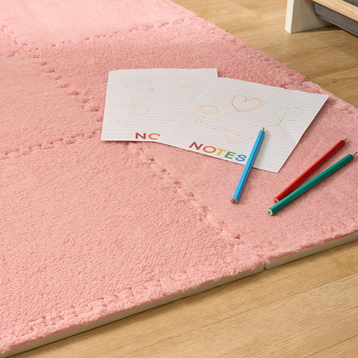 OHS Interlocking Foam Floor Tiles Teddy Fleece Soft Kids Play Mat Carpet Yoga