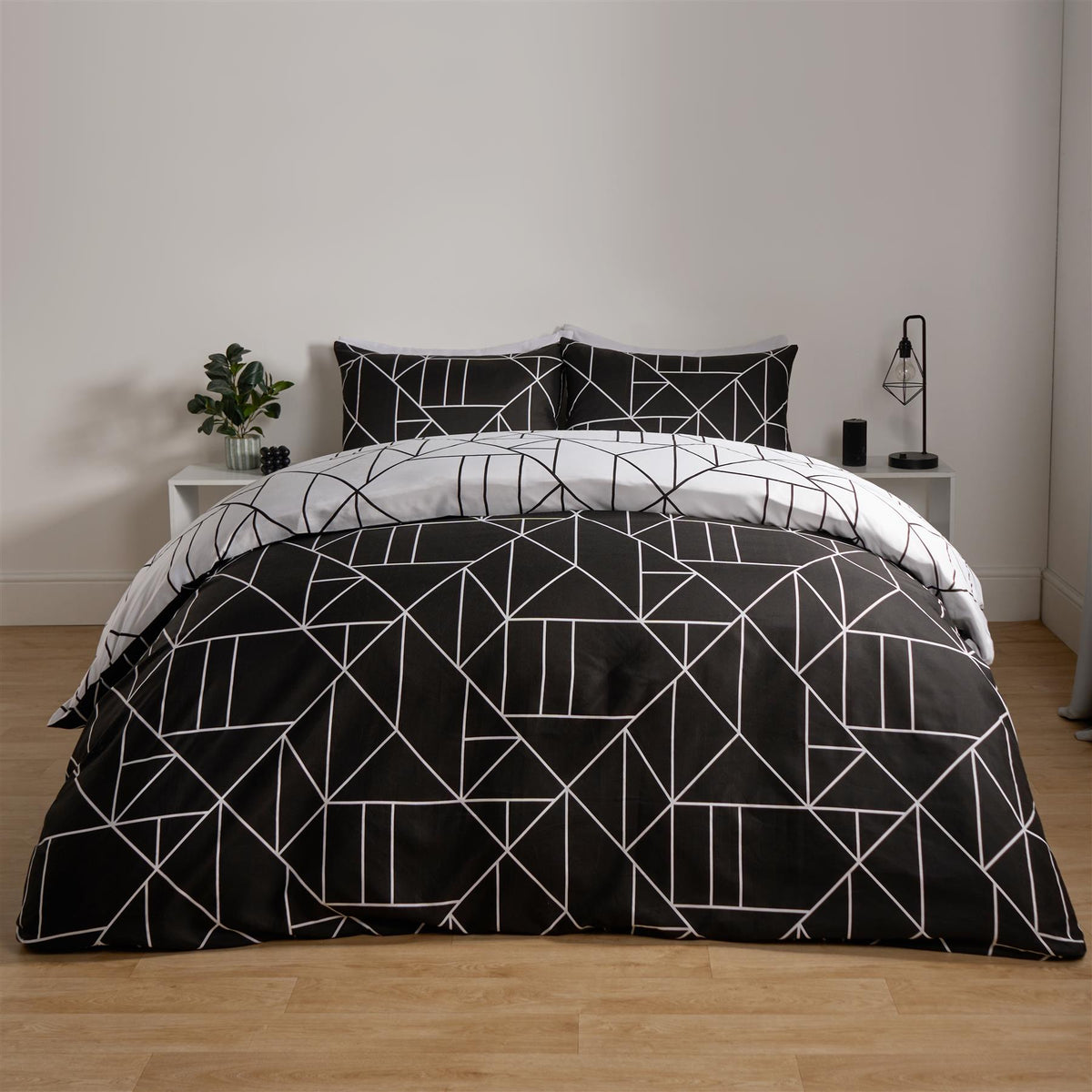 OHS Geometric Reversible Bedding Set Soft Quilt Duvet Cover with Pillowcase