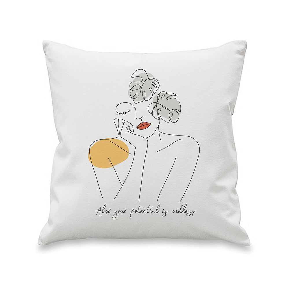 Personalised Fleur Line Art Cushion