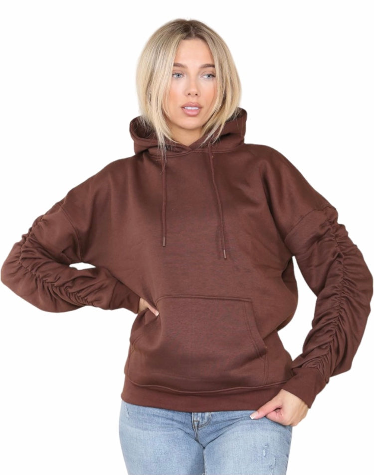 Ruched Sleeve Hoodie