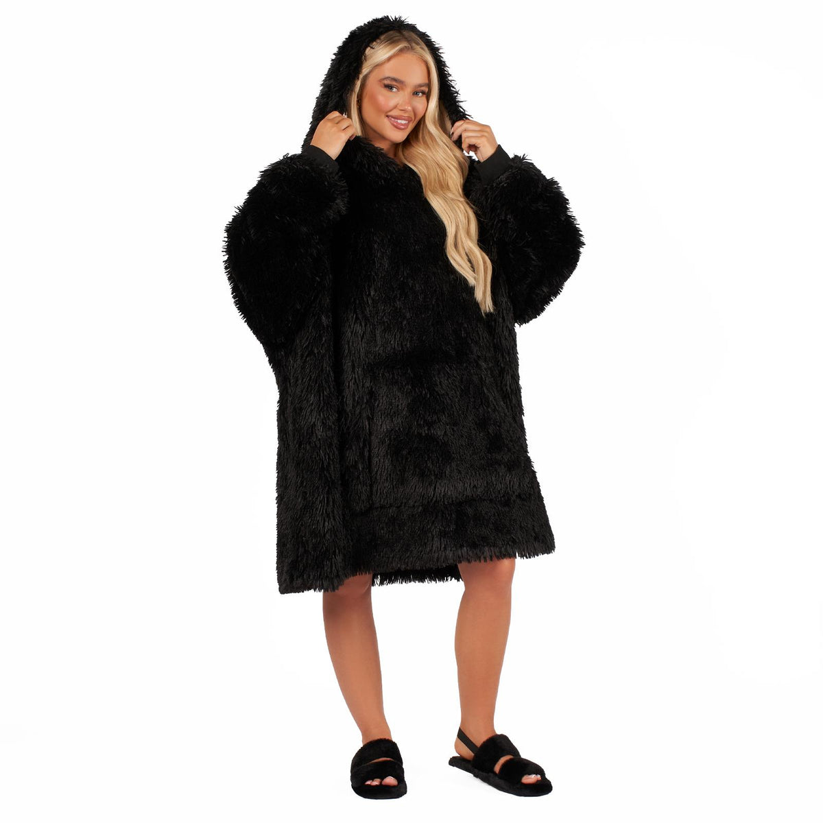 Sienna Fluffy Shaggy Hoodie Blanket Oversize Sherpa Plush Fleece Warm Soft Throw