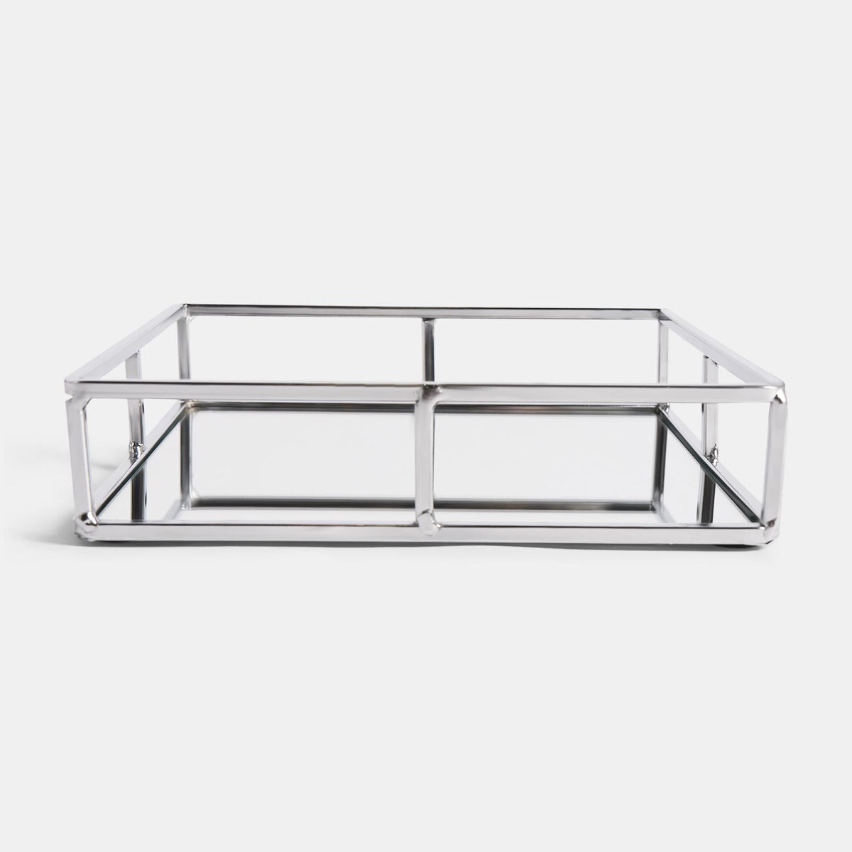OHS Mirrored Serving Tray with Metal Frame Tealight Holder Vanity Display Plate