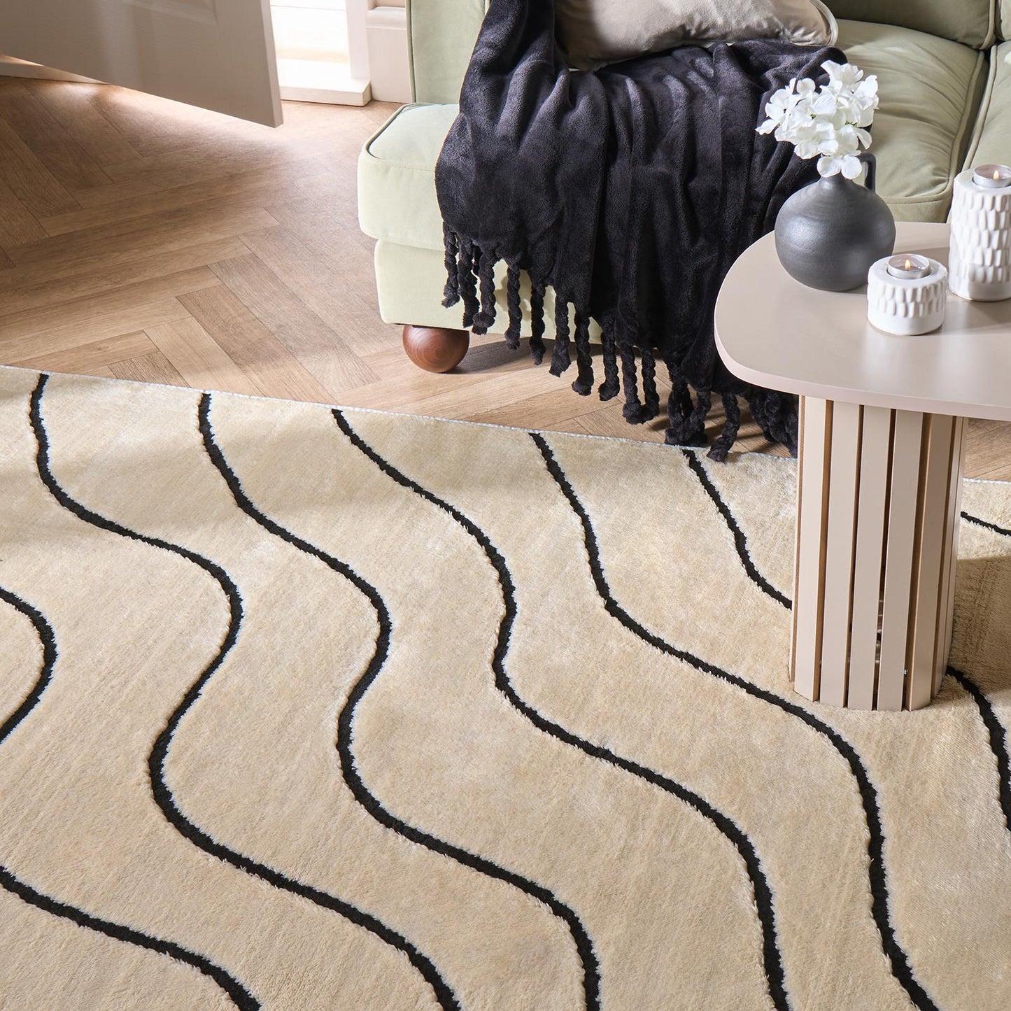 OHS Tufted Contour Rug Non Slip Soft Modern Carpet Living Room Bedroom