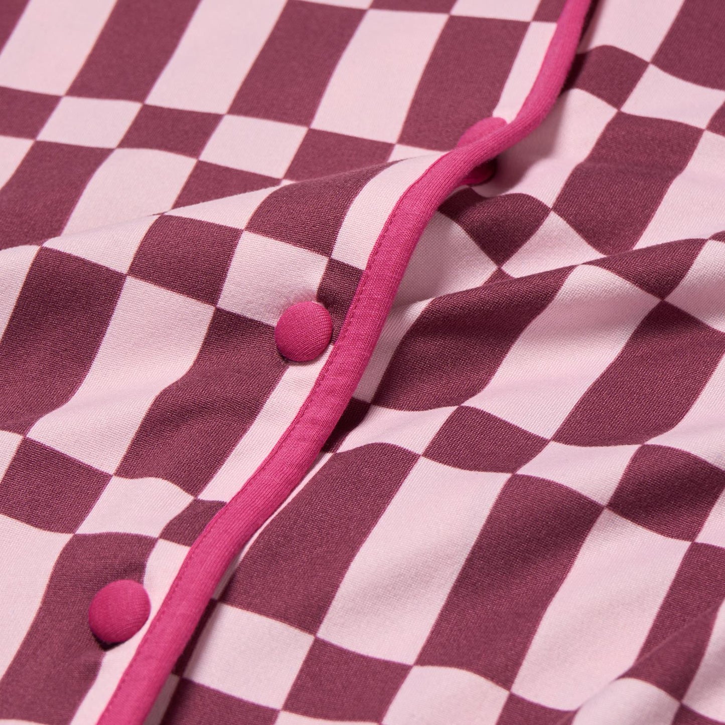 OHS Printed Piped Pyjama Set Jersey Button Through Nightwear Loungewear