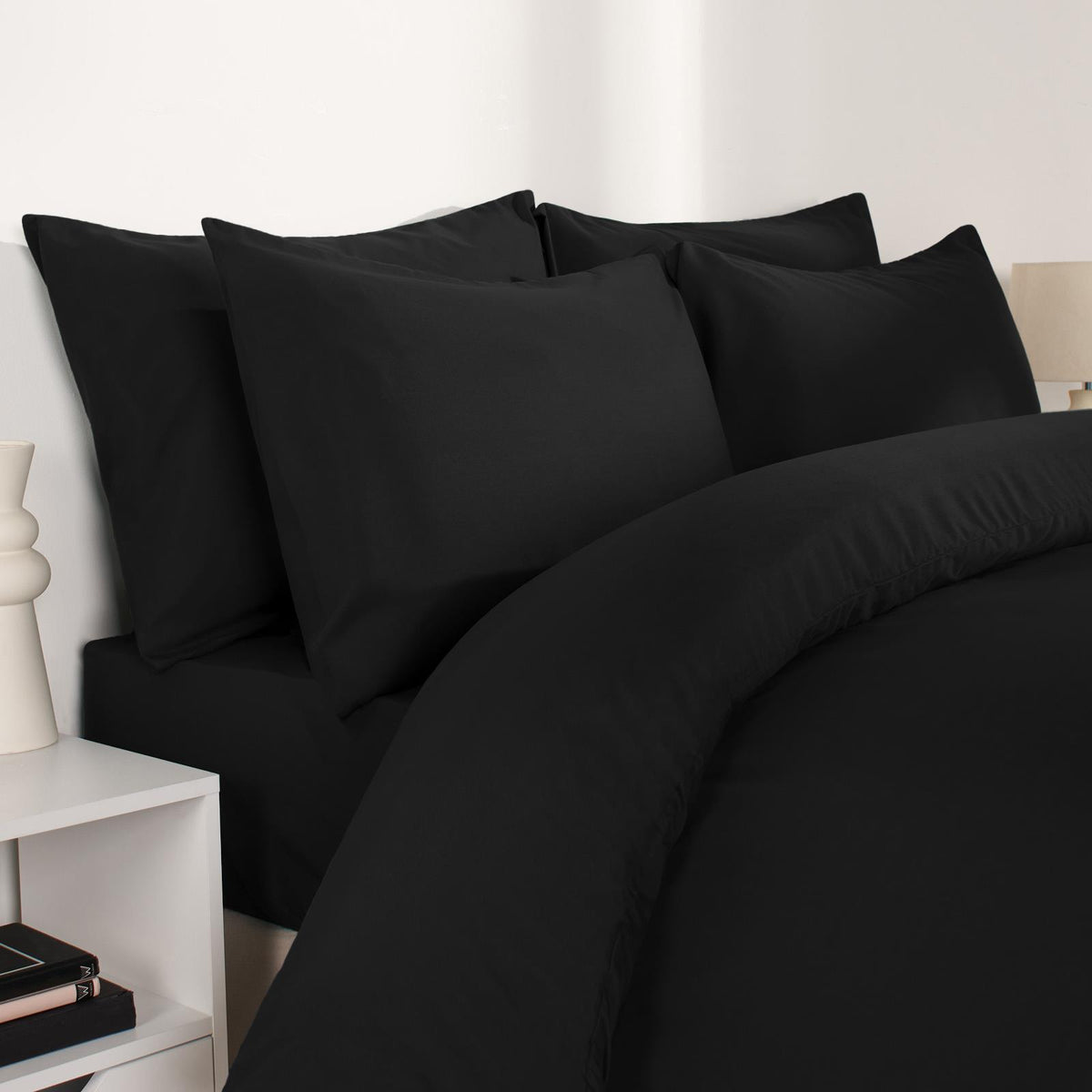 OHS Plain Duvet Cover & Pillowcase Reversible Bedding Set OR Fitted Sheet