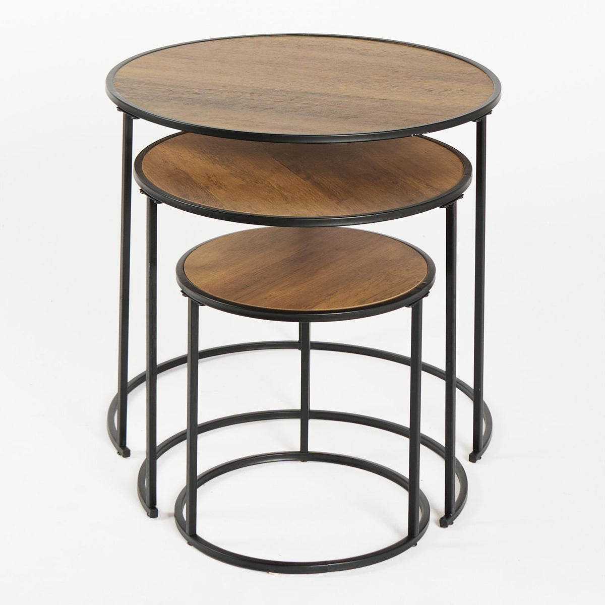 OHS Manhattan Nesting Table Stacking Coffee Side Wooden Effect Tables Set of 2/3