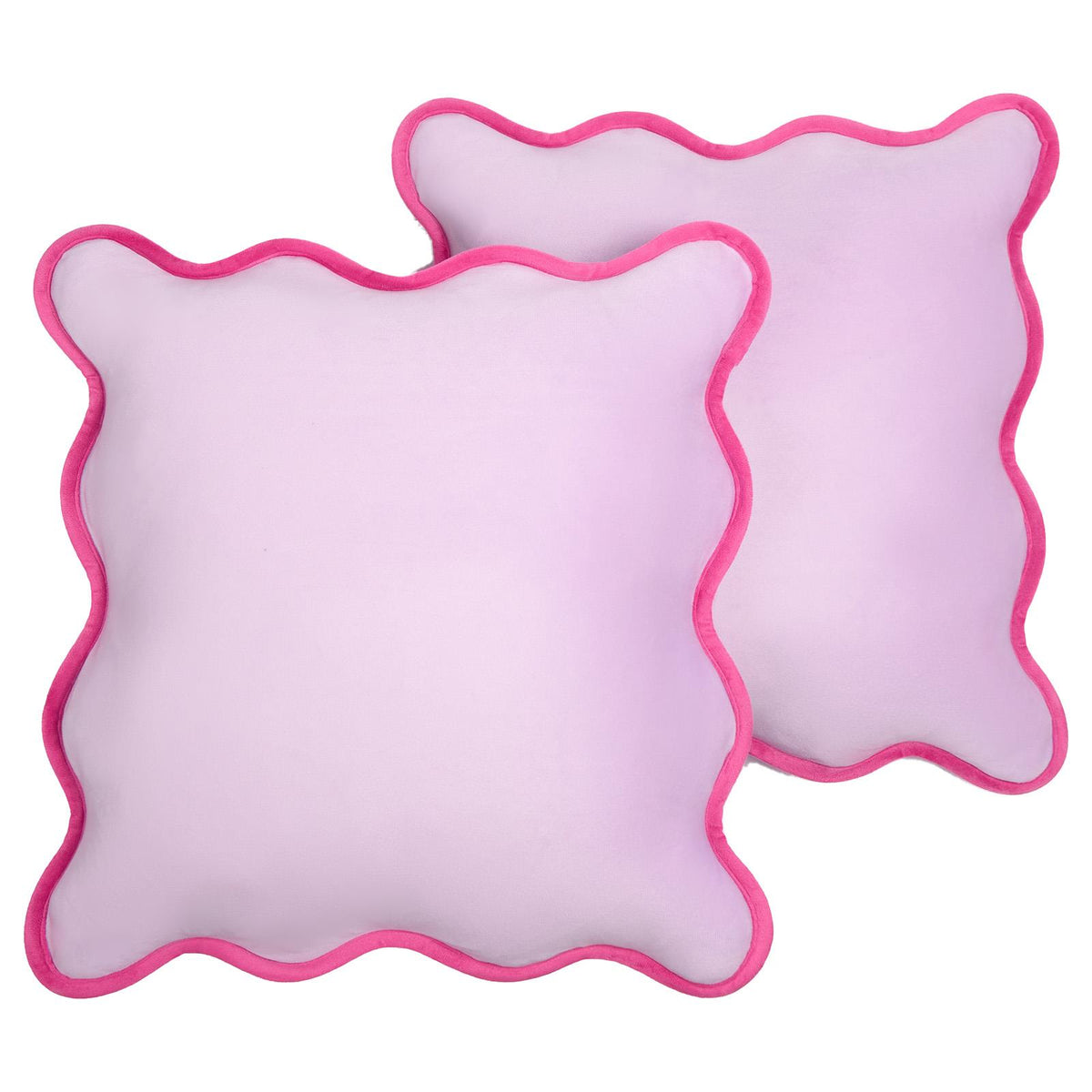 OHS Scallop Edge Cushion Covers Matte Velvet Square Pillowcases Filled Multipack