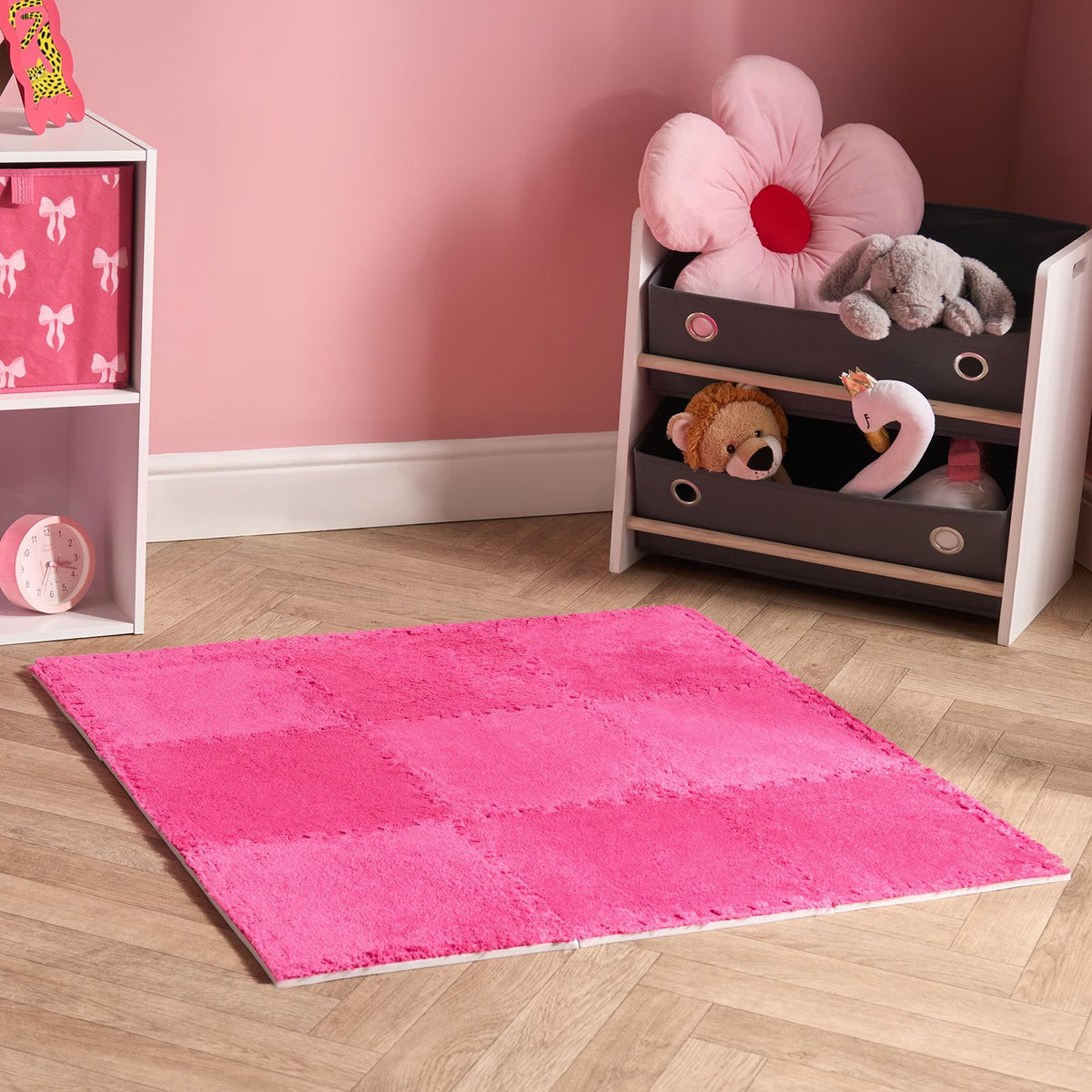 OHS Interlocking Foam Floor Tiles Teddy Fleece Soft Kids Play Mat Carpet Yoga